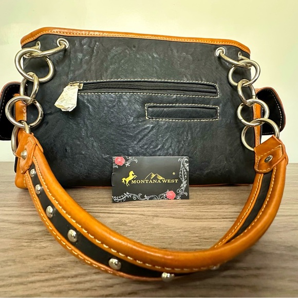 Montana West Black and Tan Shoulder Bag